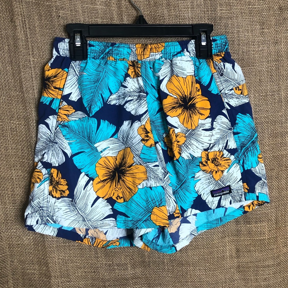 Patagonia Womens Floral Print Shorts XS Blue Navy - Picture 1 of 5